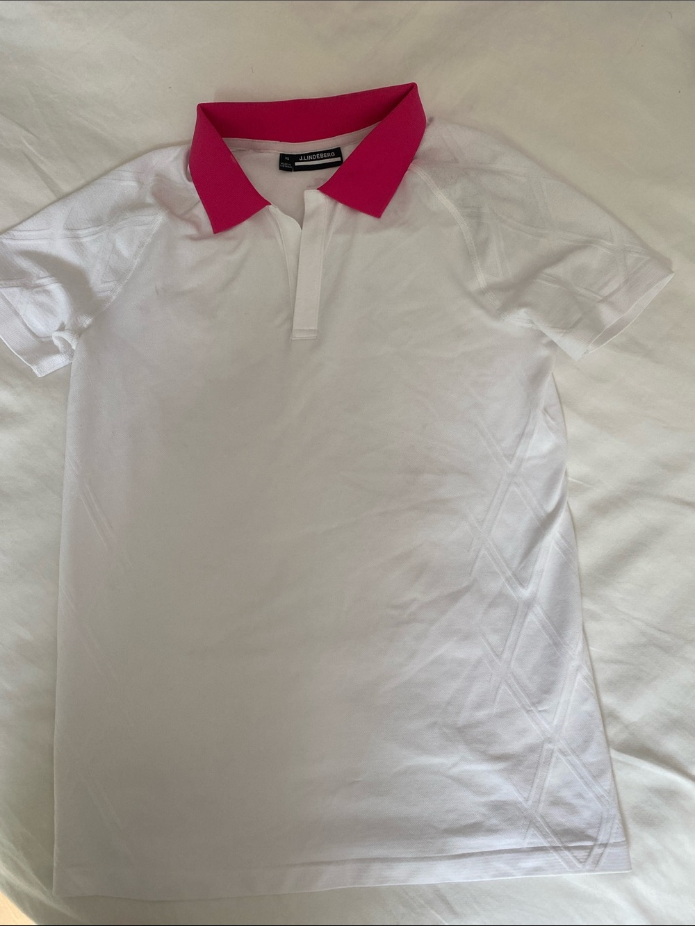 J.Lindeberg White Polo Dress with Bright Pink Collar